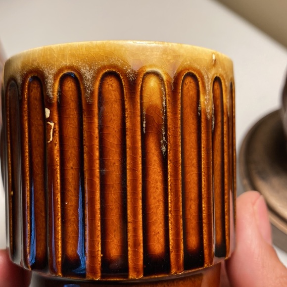 Vintage Brown Drip Glaze Stackable Mugs Set of 4 - Picture 3 of 11